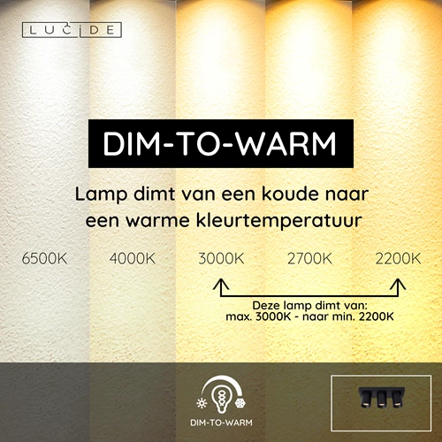 Lucide NIGEL - Plafondspot - LED Dim to warm - GU10 - 3x5W 2200K/3000K - Zwart - USP